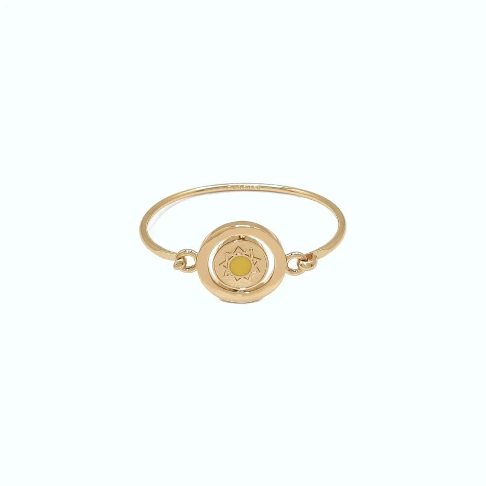 Carolee Yellow Sun Gold Tone Double Sided Charm Bangle Bracelet